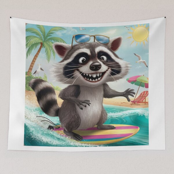 Item preview, FUNNY RACCOON SURFING " . For raccoon lovers  designed and sold by Obinne.