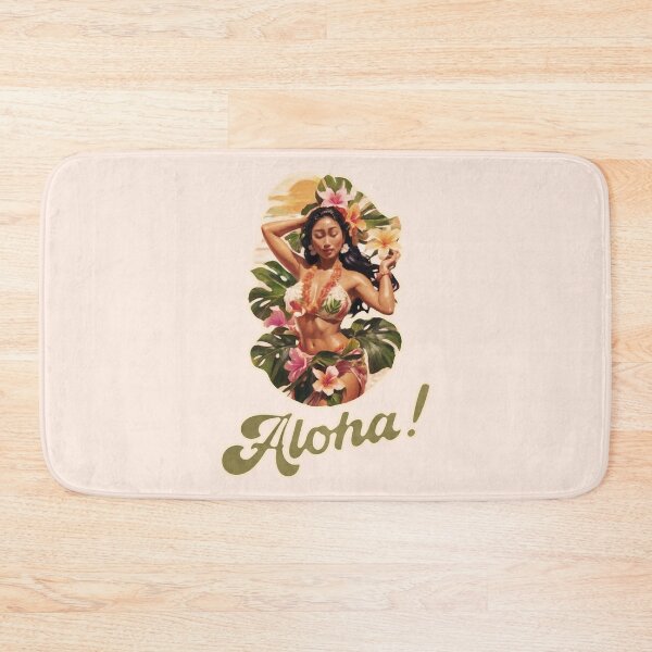 Item preview, Floral Vintage Illustration Polynesian Pacific Hula Aloha Girl  designed and sold by AUTHENTIC AMERICANA ARTS.