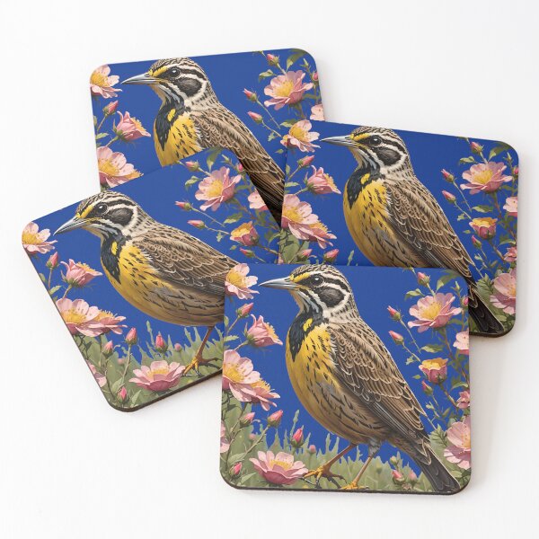 Item preview, Common Western Meadowlark Surrounded By Prairie Roses 3 designed and sold by taiche.
