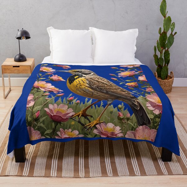 Item preview, Common Western Meadowlark Surrounded By Prairie Roses 3 designed and sold by taiche.
