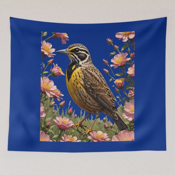 Item preview, Common Western Meadowlark Surrounded By Prairie Roses 3 designed and sold by taiche.