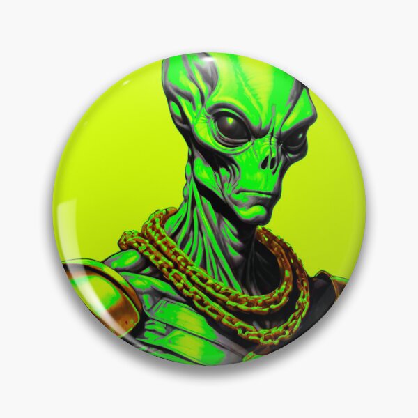 Item preview, Extraterrestrial Swagger: Green Alien with Gold Chains and Shoulder Pads designed and sold by GrizzlyCollective.