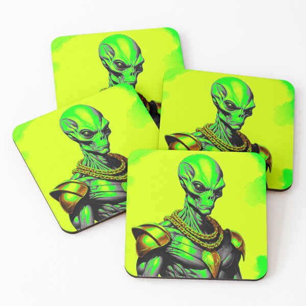 Item preview, Extraterrestrial Swagger: Green Alien with Gold Chains and Shoulder Pads designed and sold by GrizzlyCollective.