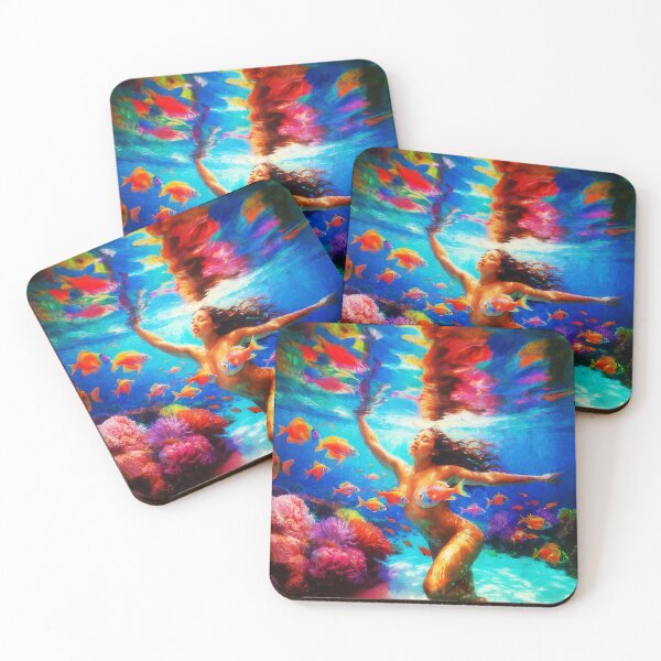 Item preview, Polynesian Wahine Blissful Underwater Snorkeling- Pacific Islands Series designed and sold by AUTHENTIC AMERICANA ARTS.