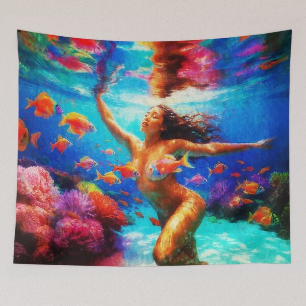 Item preview, Polynesian Wahine Blissful Underwater Snorkeling- Pacific Islands Series designed and sold by AUTHENTIC AMERICANA ARTS.