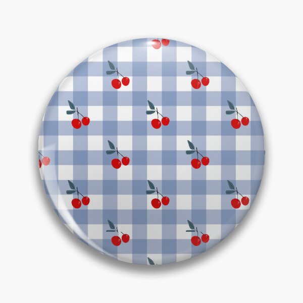 Item preview, Blue Gingham with Cherry Pattern, summer feeling, picnic cherry  designed and sold by Blondiella.