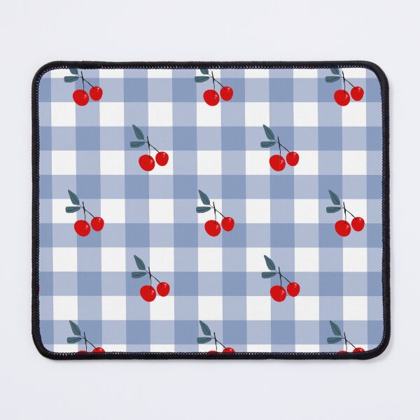 Item preview, Blue Gingham with Cherry Pattern, summer feeling, picnic cherry  designed and sold by Blondiella.