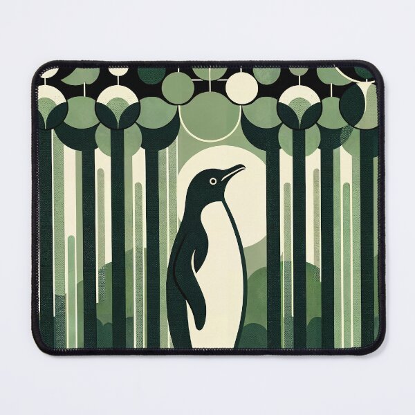 Item preview, Olive Green Cream Geometrical Retro 70s Penguin Forest designed and sold by PenguinForests.