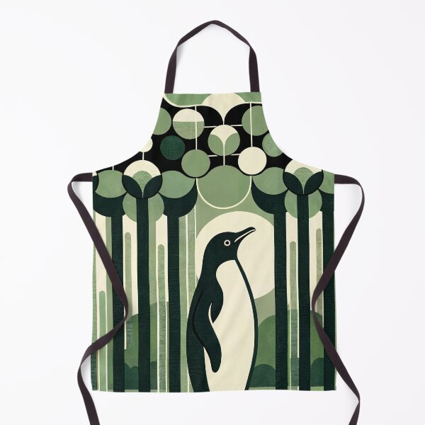 Item preview, Olive Green Cream Geometrical Retro 70s Penguin Forest designed and sold by PenguinForests.