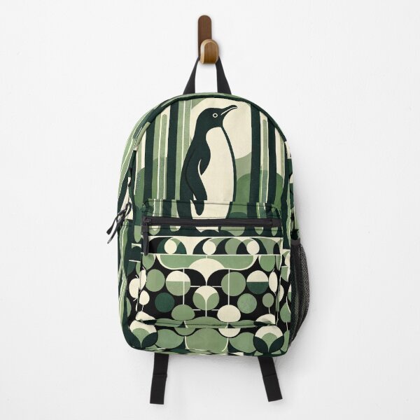 Item preview, Olive Green Cream Geometrical Retro 70s Penguin Forest designed and sold by PenguinForests.