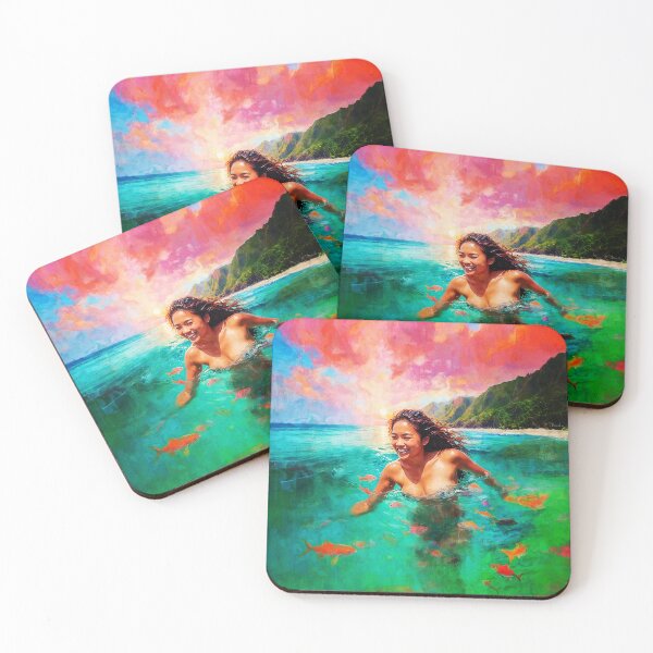 Item preview, Wahine Polynesian Happy Waves - Pacific Islands Series designed and sold by AUTHENTIC AMERICANA ARTS.
