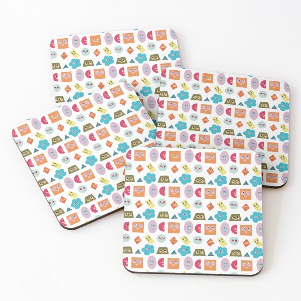 Item preview, Cute Shape Face Pattern, Cute Kawaii Shapes designed and sold by Catphonesoup.