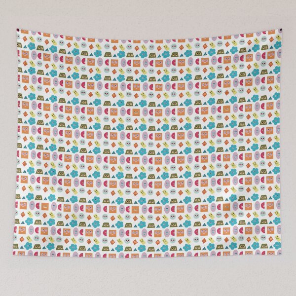 Item preview, Cute Shape Face Pattern, Cute Kawaii Shapes designed and sold by Catphonesoup.