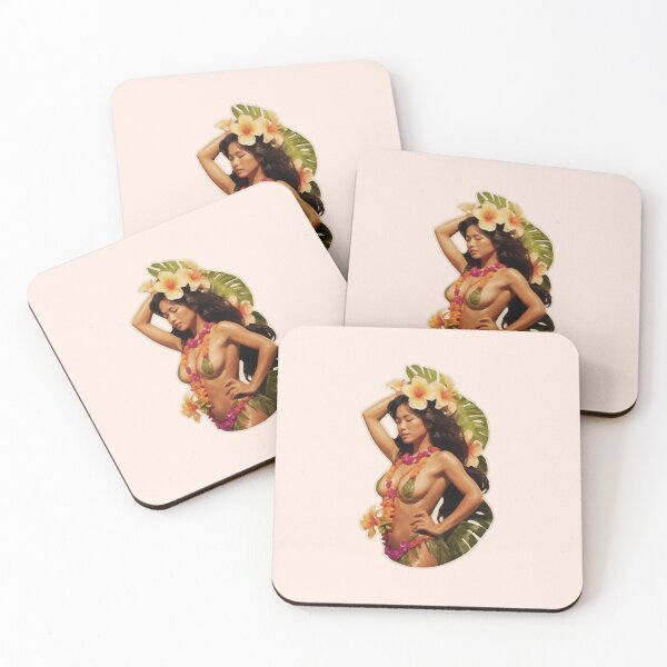 Item preview, Floral Vintage Illustration Polynesian Pacific Hula Aloha Girl  designed and sold by AUTHENTIC AMERICANA ARTS.
