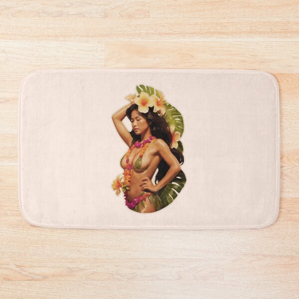 Item preview, Floral Vintage Illustration Polynesian Pacific Hula Aloha Girl  designed and sold by AUTHENTIC AMERICANA ARTS.