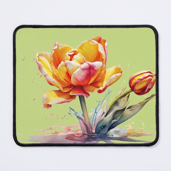 Item preview, A tulip as a watercolor - green background designed and sold by Rose Design & Photos.