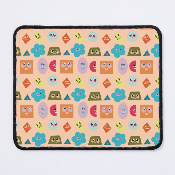 Item preview, Cute Shape Face Pattern, Cute Kawaii Shapes with Orange Background designed and sold by Catphonesoup.