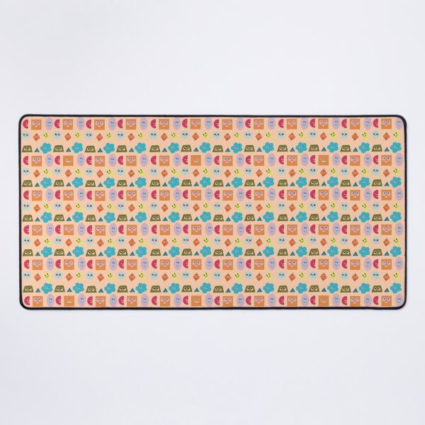 Item preview, Cute Shape Face Pattern, Cute Kawaii Shapes with Orange Background designed and sold by Catphonesoup.