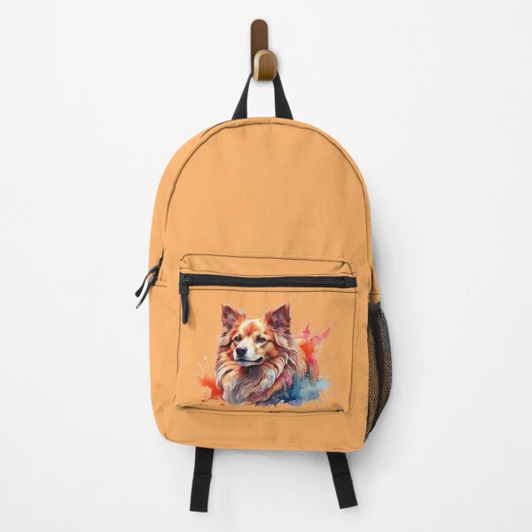 Item preview, A digital watercolor of a dog - orange background designed and sold by Rose Design & Photos.