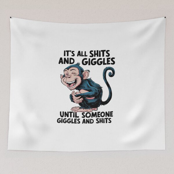 Item preview, Giggles, FunnyFits, FunnyFits70, Funny, Humor, Monkey, mischief, laughter, fun, comedy, tee, sticker pranks,  designed and sold by FunnyFits70.