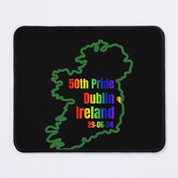 Item preview, 50th Pride Dublin 2024, LGBTQ Pride 2024 Map of Ireland with rainbow text, Pride 2024 Dublin Ireland, 29-06-24, Unsex tees, pride festival,  designed and sold by PrideBeProud.