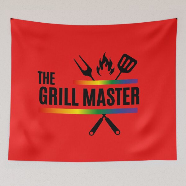 Item preview, The Grill Master Slogan, Rainbow Color Graphic with cooking utensils and flame BBQ Tees, LGBTQ+ T-shirt, Fathers Day Gift, unisex t-shirt, Funny t-shirt, BBQ lovers gift, designed and sold by PrideBeProud.
