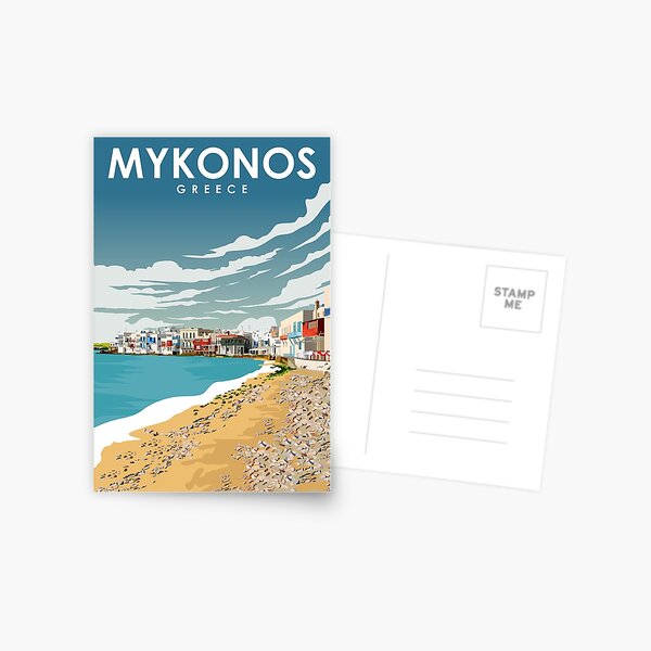 Item preview, Mykonos Greece Daytime Scenic Travel Poster designed and sold by Stadify.