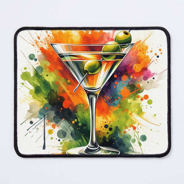 Item preview, Abstract Artistic Martini Art Print - Colorful Watercolor Cocktail Illustration with Olives designed and sold by Bohospiritart.