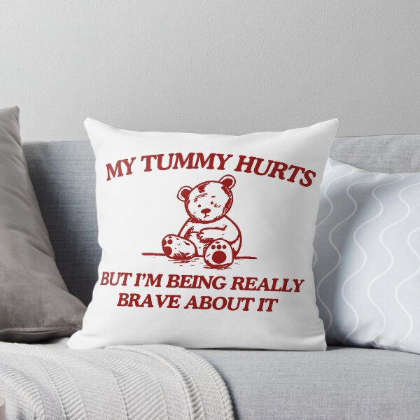 Artikelvorschau, Adorable Red Teddy Bear in Pain: Cute 'My Tummy Hurts' Design for Kids entworfen und verkauft von SickStyleShop.