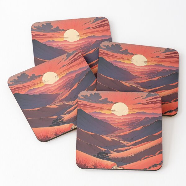 Item preview, The Red Desert - A Contemporary Ukiyo-e Nature Landscape designed and sold by Kijiermono.