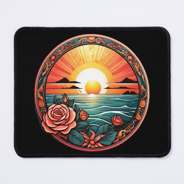 Item preview, Sunset Roses on a Hawaii Beach with Art Deco Border designed and sold by NautiChic.