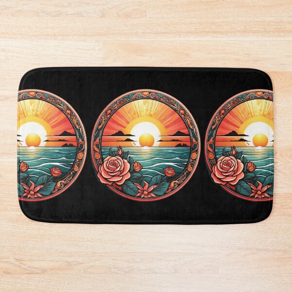 Item preview, Sunset Roses on a Hawaii Beach with Art Deco Border designed and sold by NautiChic.