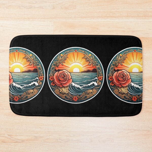 Item preview, Beach Waves Rose by the Ocean with Art Deco Border designed and sold by NautiChic.