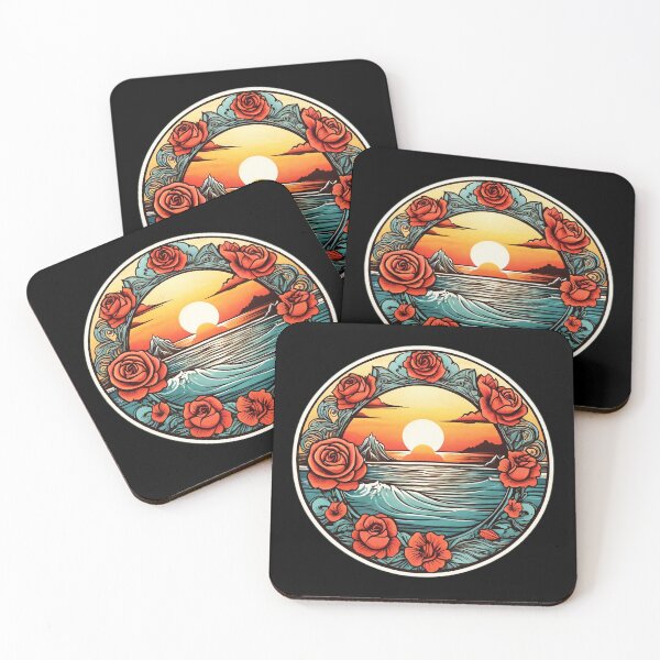 Item preview, Hawaii Ocean Waves Sunset with Roses Border designed and sold by NautiChic.