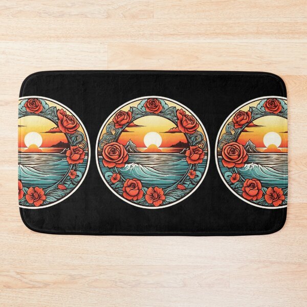 Item preview, Hawaii Ocean Waves Sunset with Roses Border designed and sold by NautiChic.