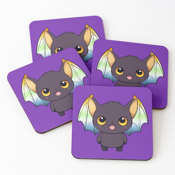 Item preview, Kawaii Bat with AroAce Agender Pride Flag Colored Wings, Cute AroAce Agender Design designed and sold by Travelslightly.