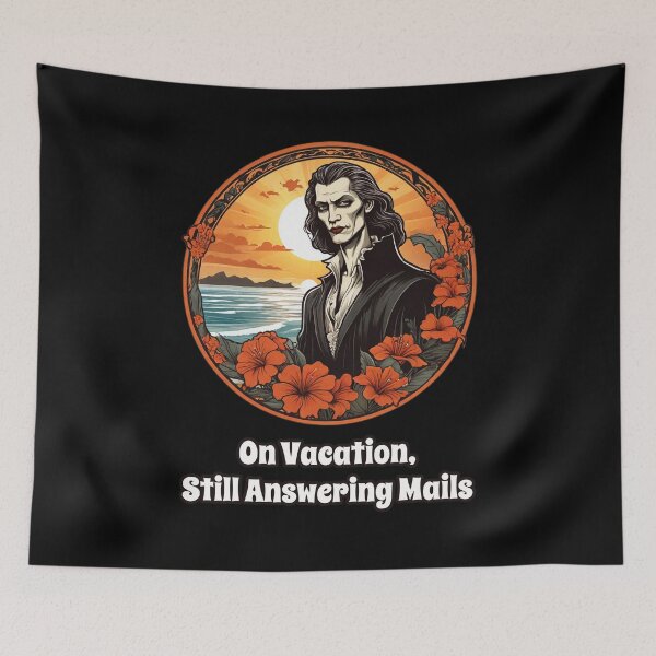 Item preview, Workaholic Vampire that can't Enjoy Vacation - Answering Mails designed and sold by Ridiculam Toga.