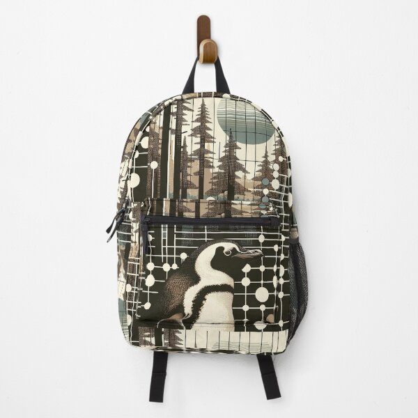 Item preview, Vintage Retro Beige Taupe Fores Sunset and Penguin designed and sold by PenguinForests.