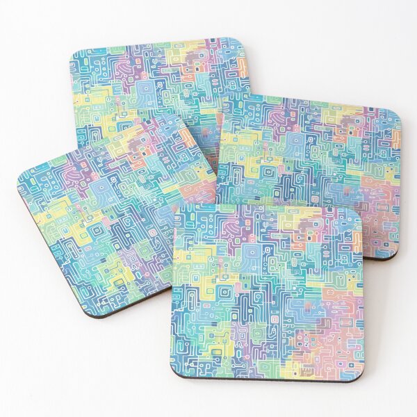 Item preview, Pastel computer pattern repeating digital organic nerdy geeky cute pixelated shapes designed and sold by TankandDPS.