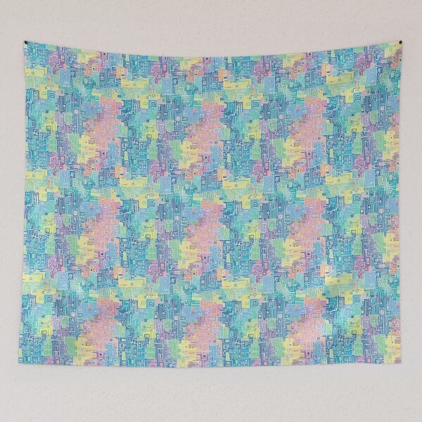 Item preview, Pastel computer pattern repeating digital organic nerdy geeky cute pixelated shapes designed and sold by TankandDPS.