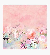 Lámina fotográfica Pastel blush acuarela ombre acuarela floral