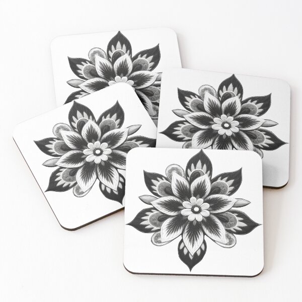 Item preview, Embroidered Flower - Black and White - White designed and sold by FoxfireStardust.