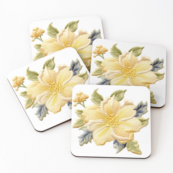 Item preview, Embroidered Flower - Yellow and White - White designed and sold by FoxfireStardust.