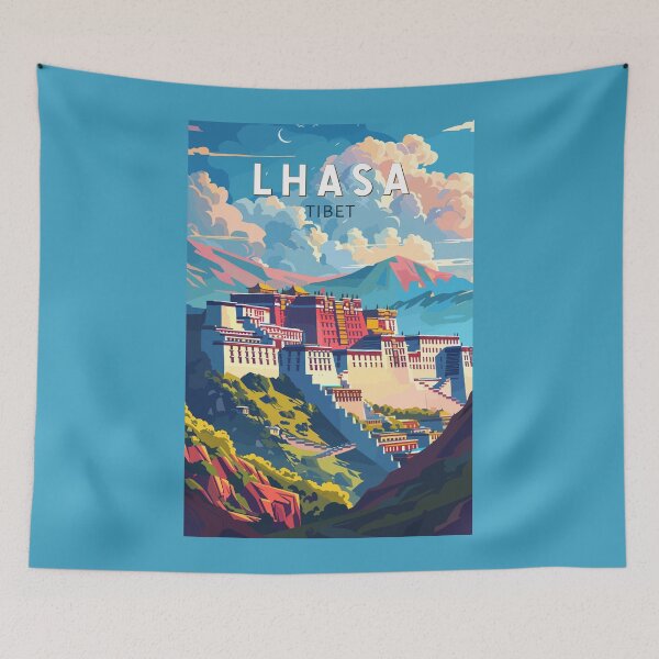 Item preview, Lhasa Tibet Travel Art Vintage designed and sold by KrisSidDesigns.
