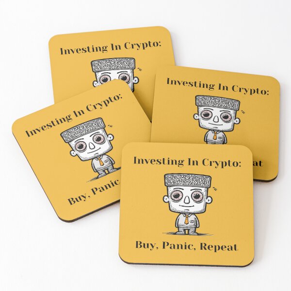 Item preview, Investing In Crypto: Buy, Panic, Repeat - cryptocurrency quote on investment, funny cartoon  designed and sold by ChuckleCharmz.