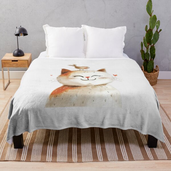 Item preview, Sweet Cat with a Little Bird on Its Head  Watercolour Design designed and sold by DaisyHouse.
