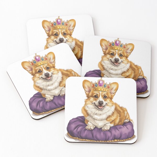 Item preview, Royal cute Corgi on Purple Cushion: Adorable and Majestic Illustration for Dog Lovers designed and sold by SvgmagicArt.