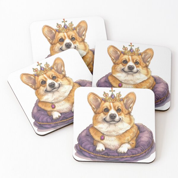Item preview,  Royal cute Corgi Smile on Purple Cushion: Adorable and Majestic Illustration for Dog Lovers designed and sold by SvgmagicArt.