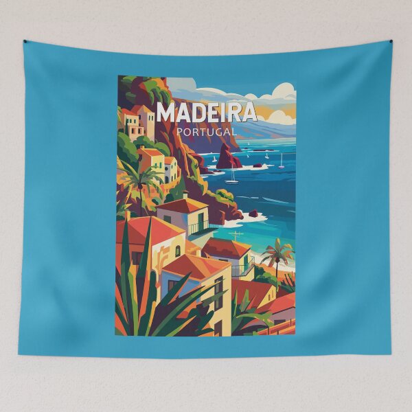Item preview, Madeira Portugal Travel Art Vintage designed and sold by KrisSidDesigns.