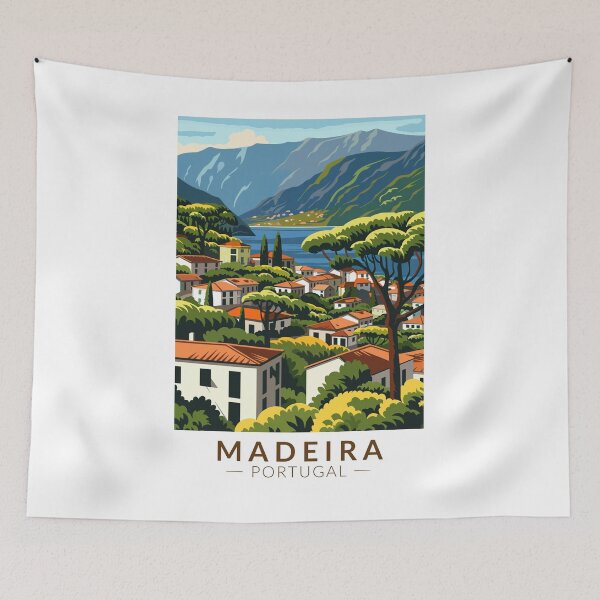 Item preview, Madeira Portugal Island Travel Art Vintage designed and sold by KrisSidDesigns.